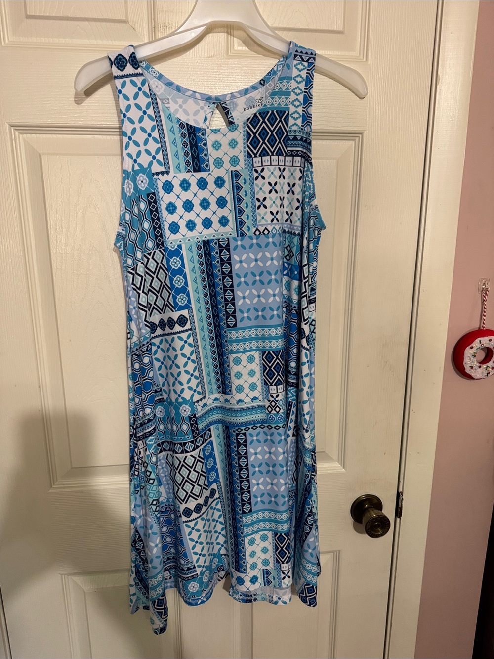 Bobbie Brooks Blue & White Patchwork Tank Dress